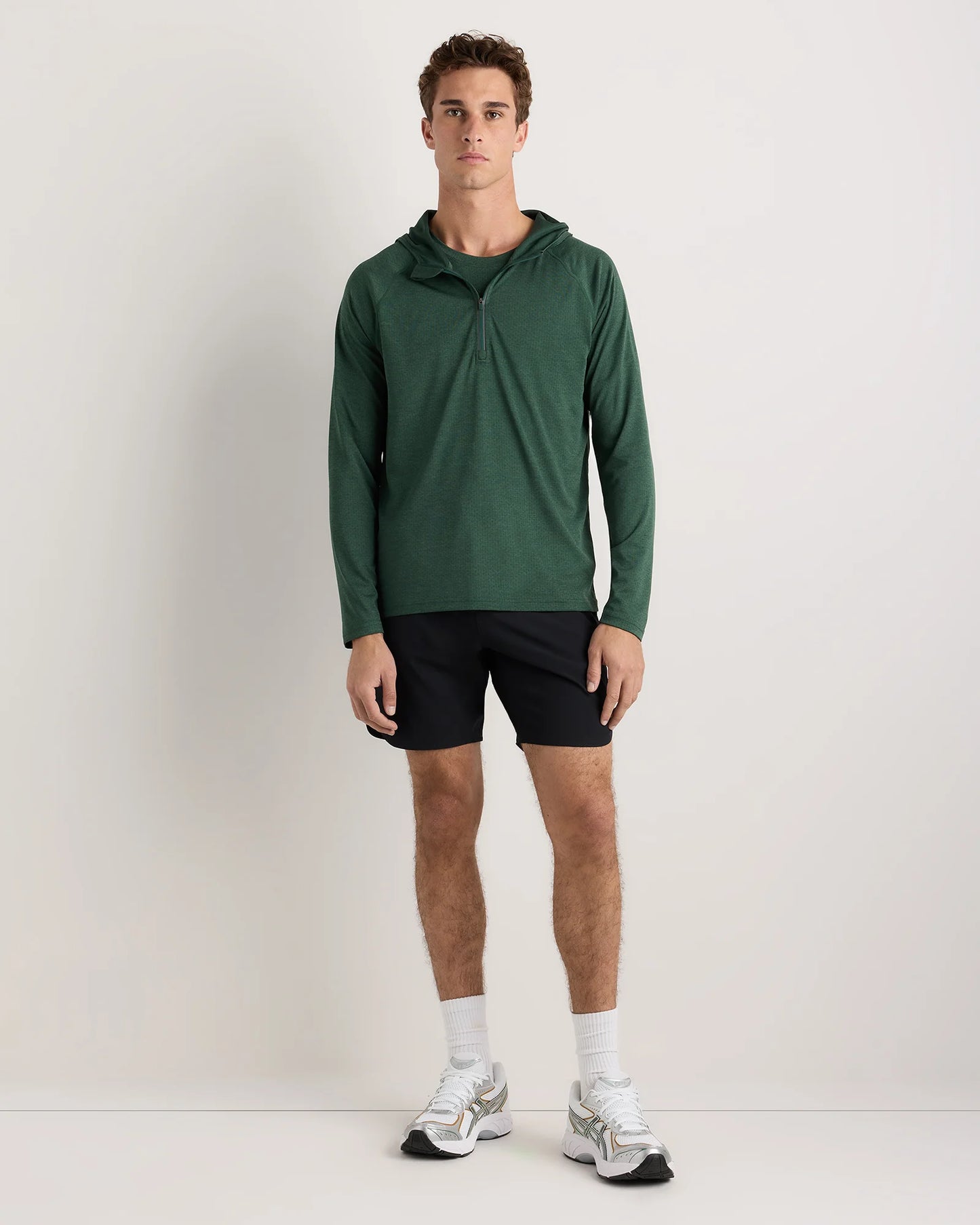 Mesh Performance Training Quarter Zip Hoodie - S / Heather Grey