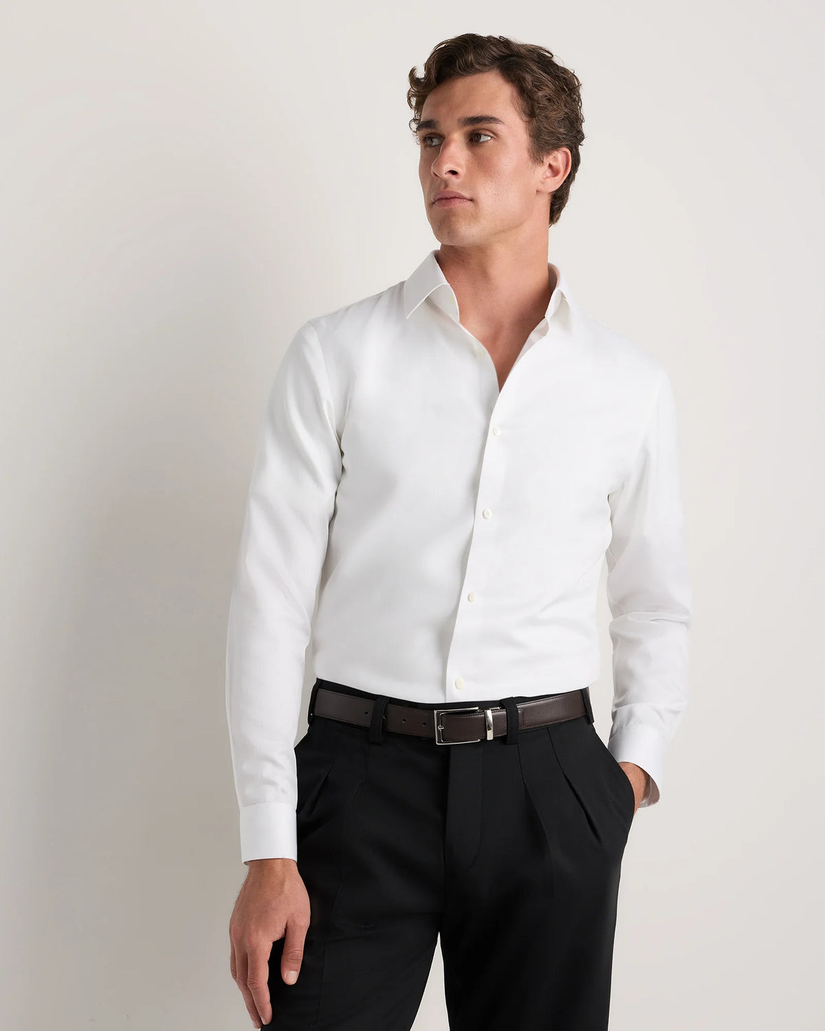 Supima Cotton Herringbone Dress Shirt - S / Blue Stripe
