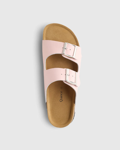Nappa Leather Double Buckle Slide - 5 / Shell Pink