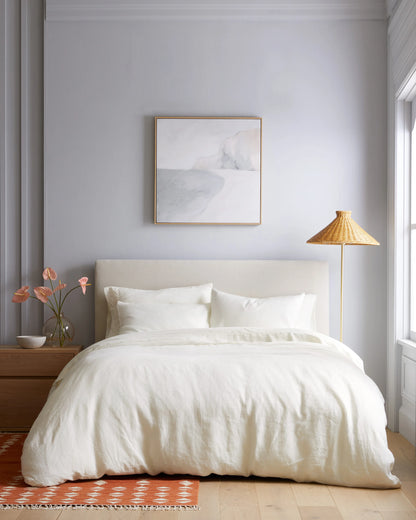 European Linen Deluxe Bedding Bundle - Twin / Willowleaf/White Stripe