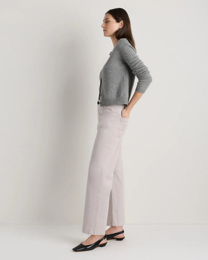 Organic Stretch Corduroy Cropped Wide Leg Pants - 0 / Black