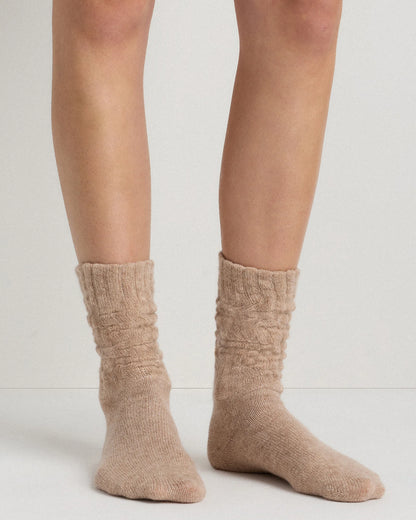 Mongolian Cashmere Slouch Sock - XS/S / Ivory