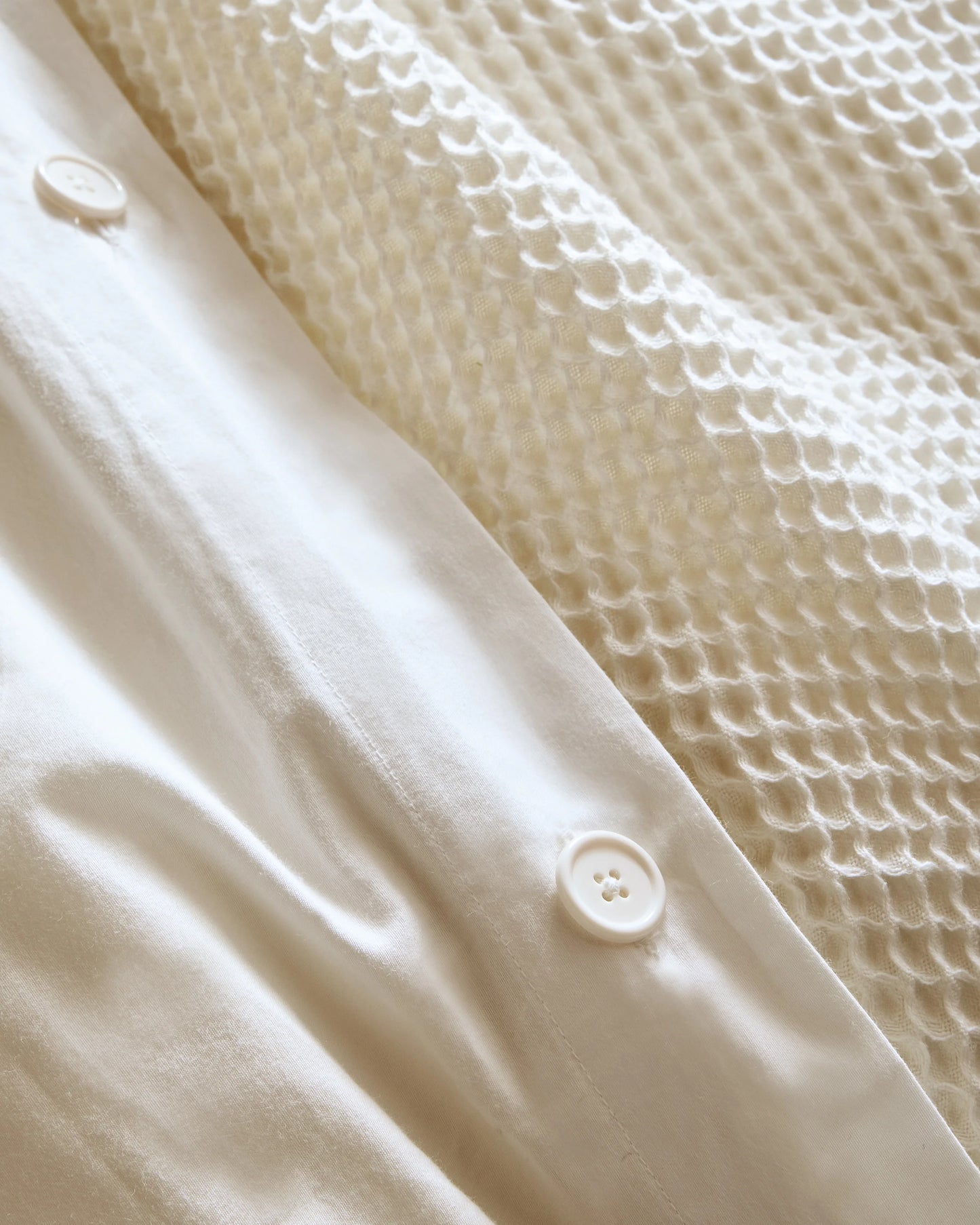Organic Waffle Duvet Cover Set - Twin / White