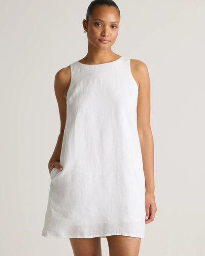100% European Linen Tank Mini Dress - XS / Martini Olive