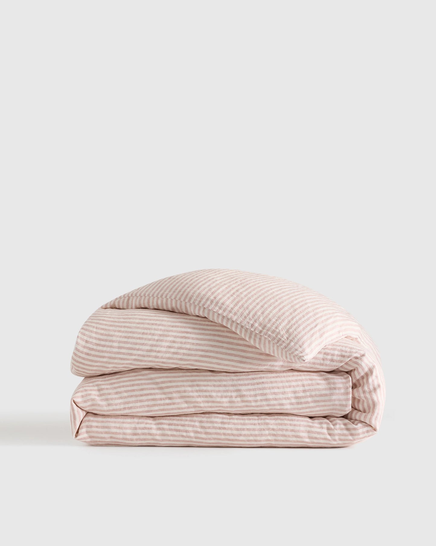European Linen Stripe Duvet Cover - Twin / Terracotta/White Stripe