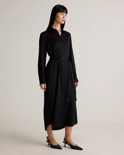 Washable Stretch Silk Maxi Shirt Dress - XS / Moonstone Blue