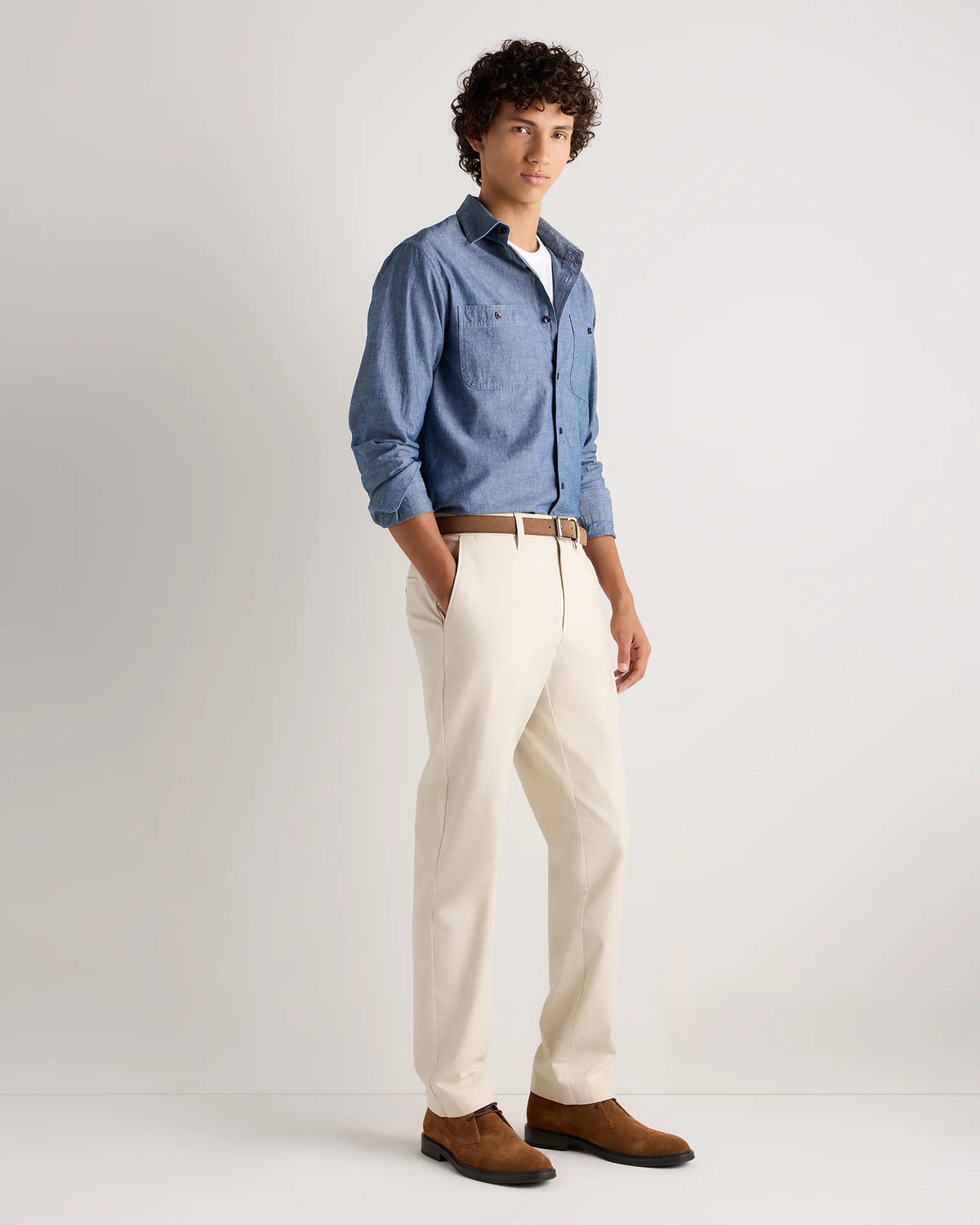 Organic Cotton Stretch Chino Pants - Straight - 30X30 / Stone