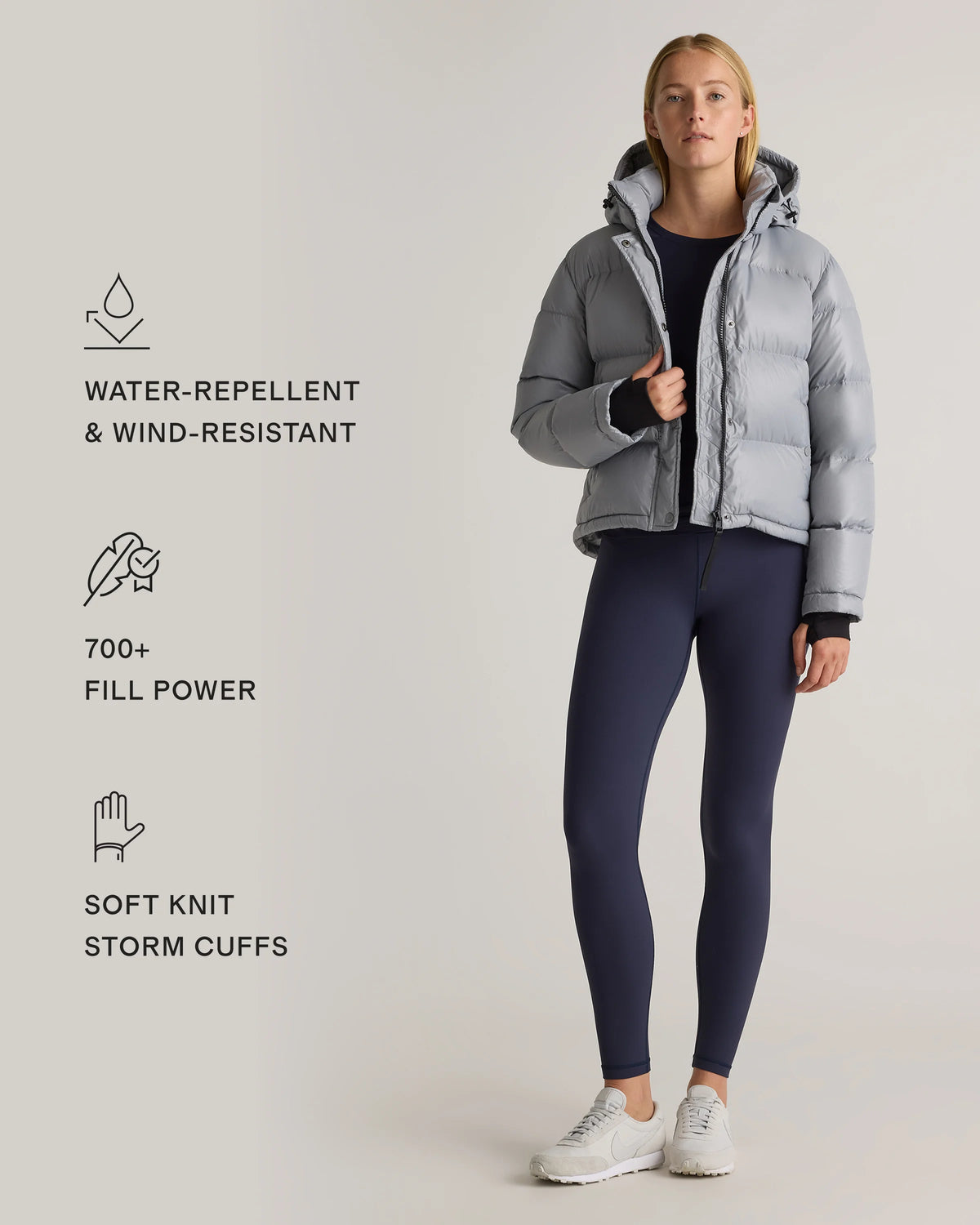 Responsible Down Cropped Puffer Jacket - XS / Shiny Black
