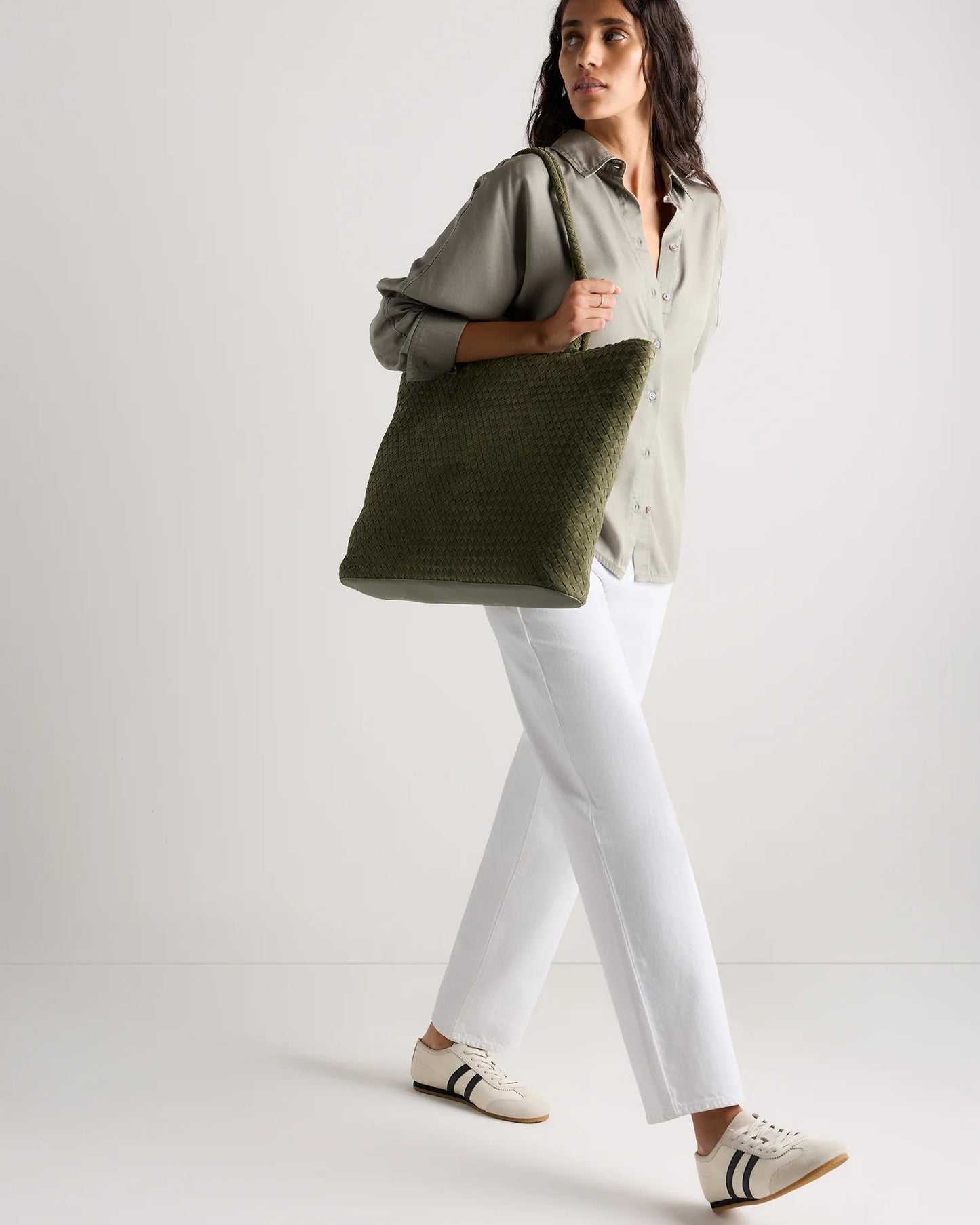 Siena Suede Handwoven Tote - One Size / Pebble