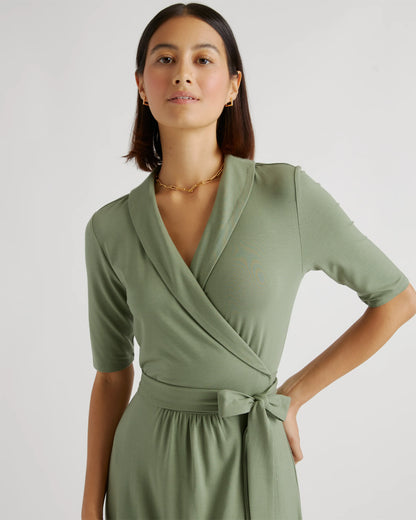 Tencel Jersey Midi Wrap Dress - XS / Brown