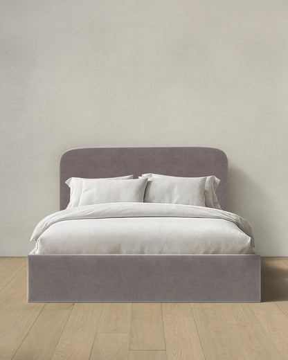 Curved Bed in Performance Velvet - Full / Walnut