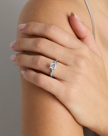 Lab Grown Diamond Princess Twisted Engagement Ring - 1.5ct - 4 / Yellow Gold