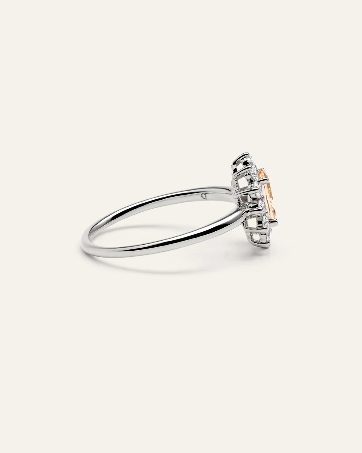 14K Gold Lab Grown Diamond and Morganite Halo Ring - 4 / White Gold