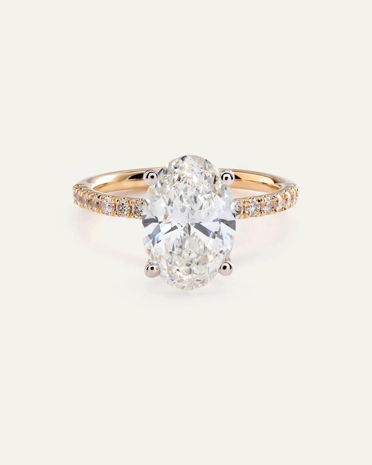 Lab Grown Diamond Oval Petite Pave Engagement Ring - 3ct - 4 / Yellow Gold