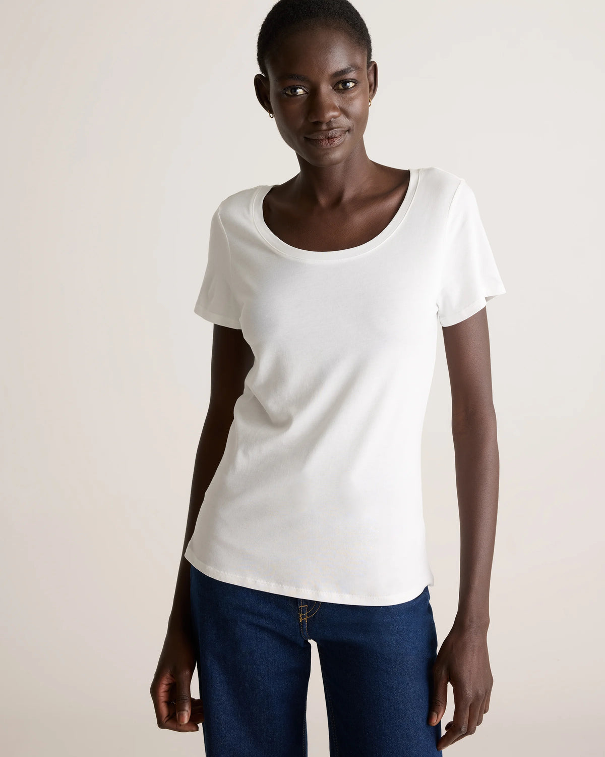 Cotton Modal Scoop Neck Tee - XS / Navy