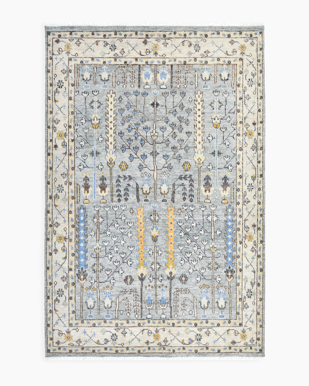 Reed Hand-Knotted Wool Rug - 5' x 8' / Light Grey