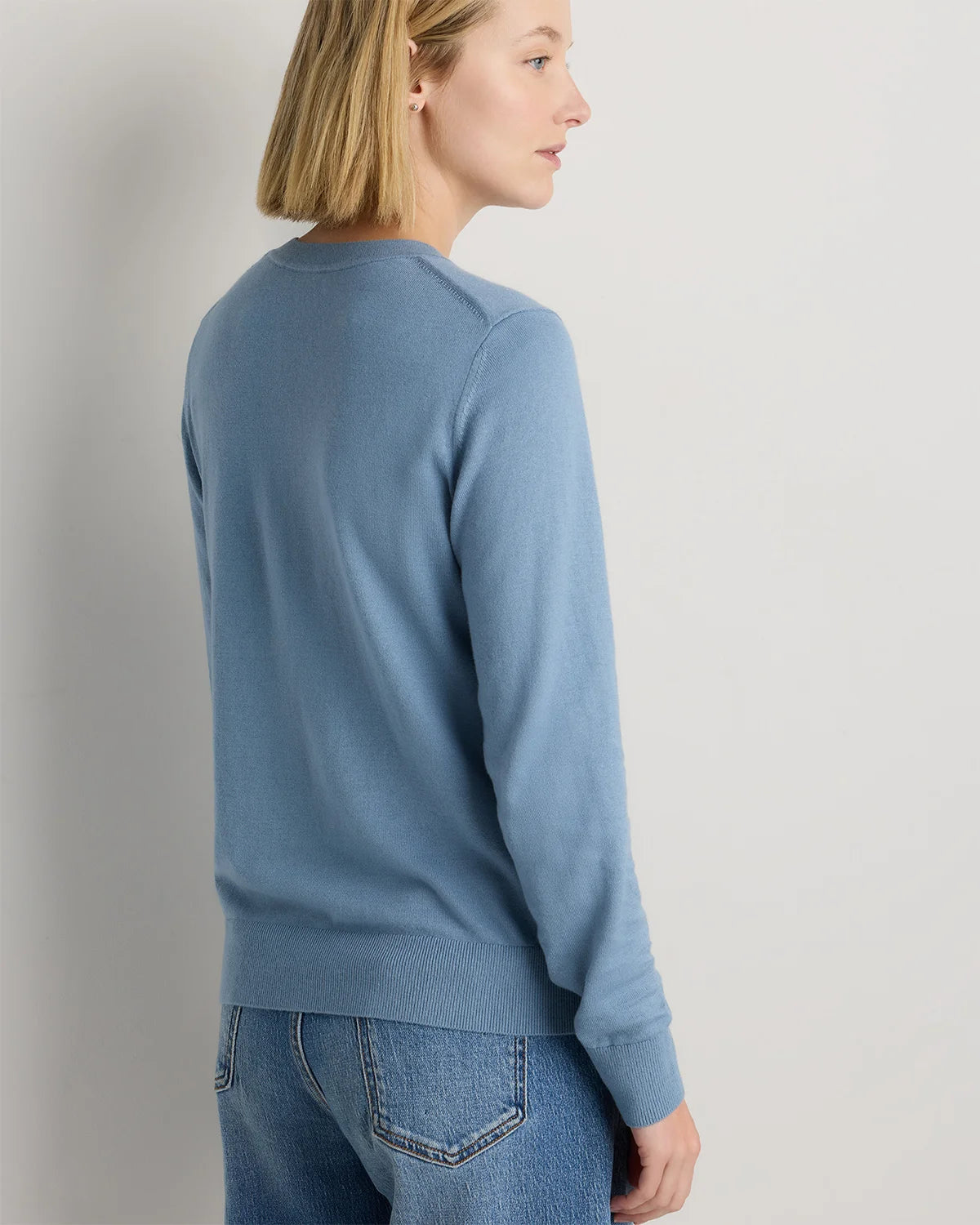 Lightweight Cotton Cashmere Crew Sweater - XS / Mountain Spring Blue