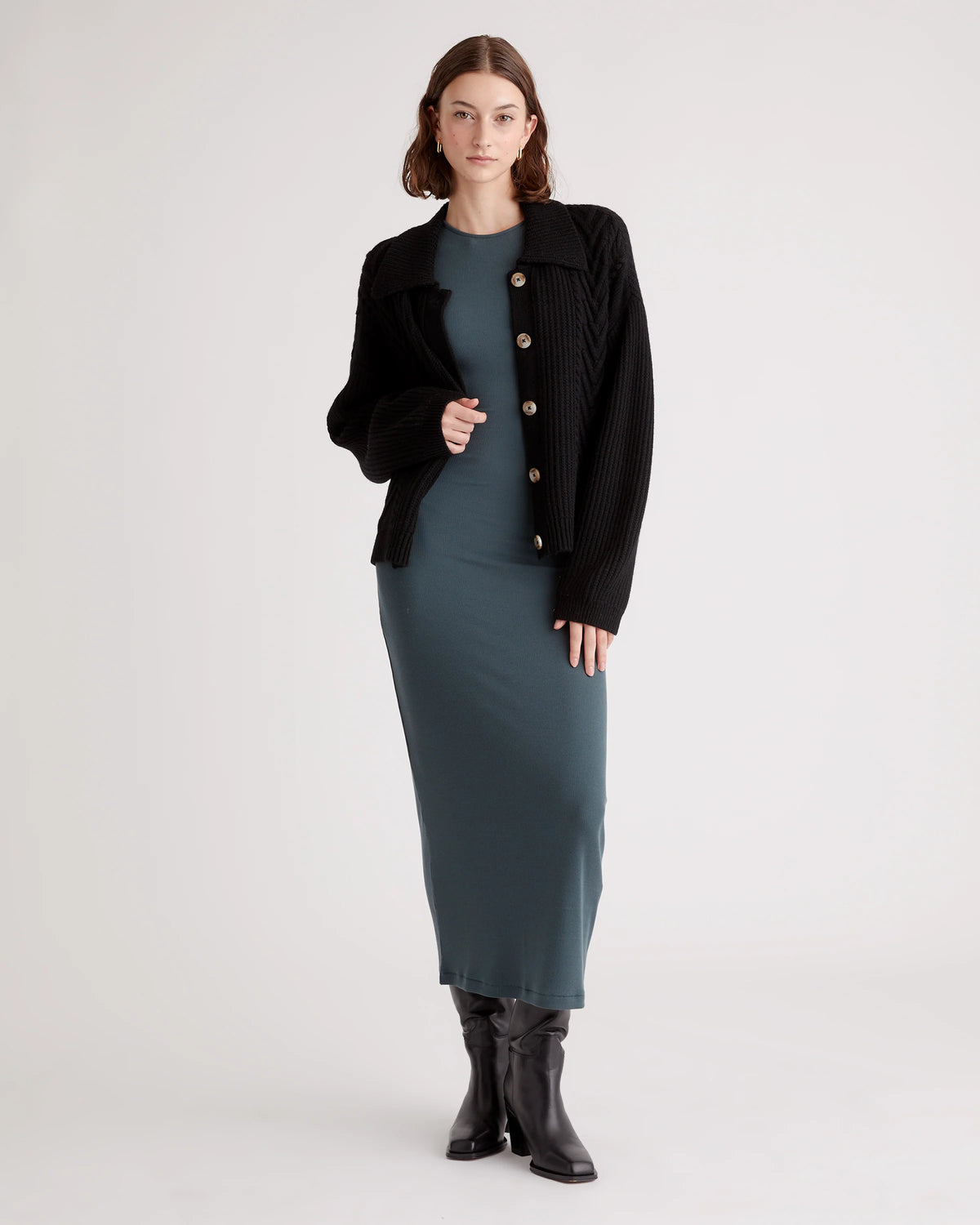 Australian Merino Wool Collared Cable Cardigan - XS / Coffee Bean Brown