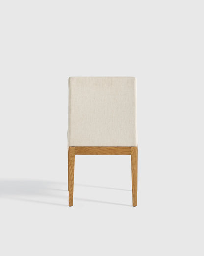 Performance Fabric Dining Chair with Solid Oak Legs (Set of 2) - One Size / Snow/Natural