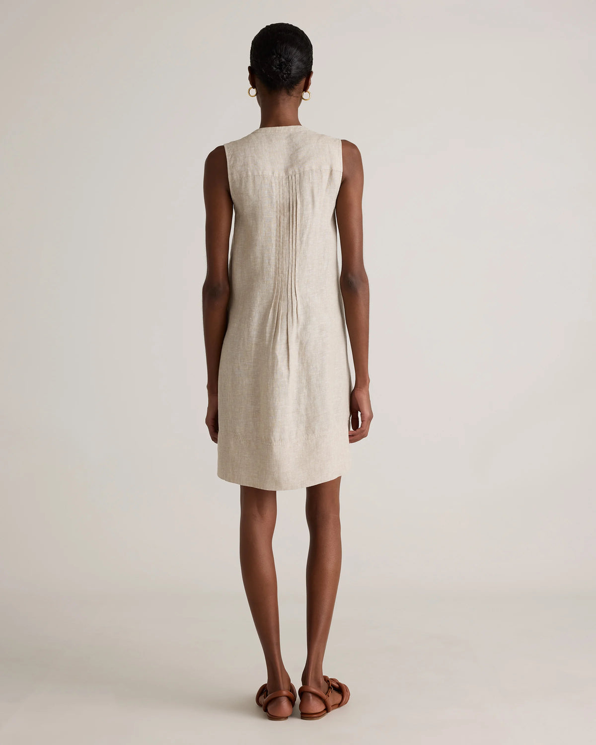100% European Linen Sleeveless Swing Dress - XS / Classic Mini Gingham