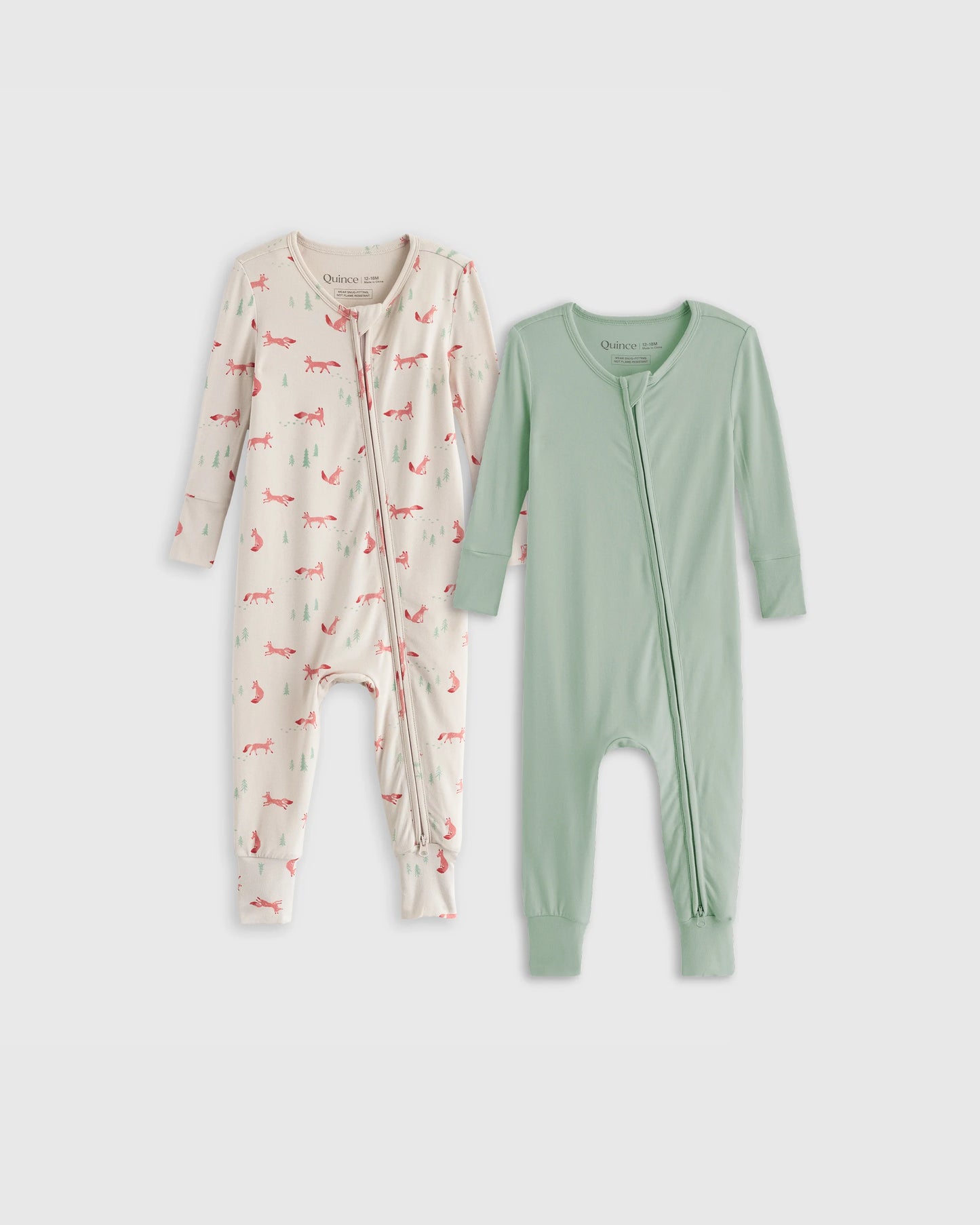 Bamboo One Piece Pajamas 2-Pack - 2T / Fox