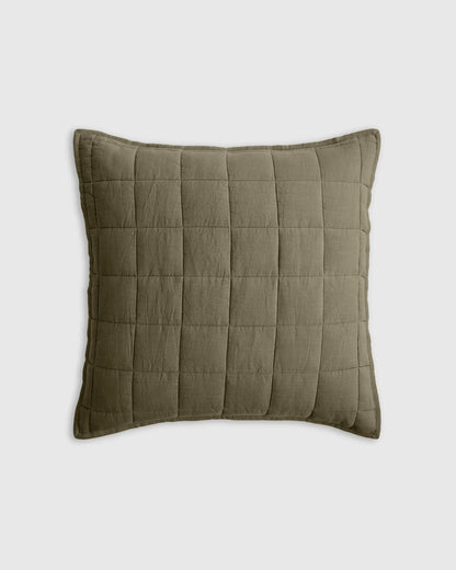 European Linen Box Quilted Euro Sham - Euro / Navy