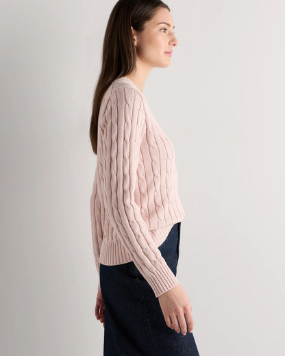 100% Organic Cotton Cable Crewneck Sweater - XS / Sapphire Blue