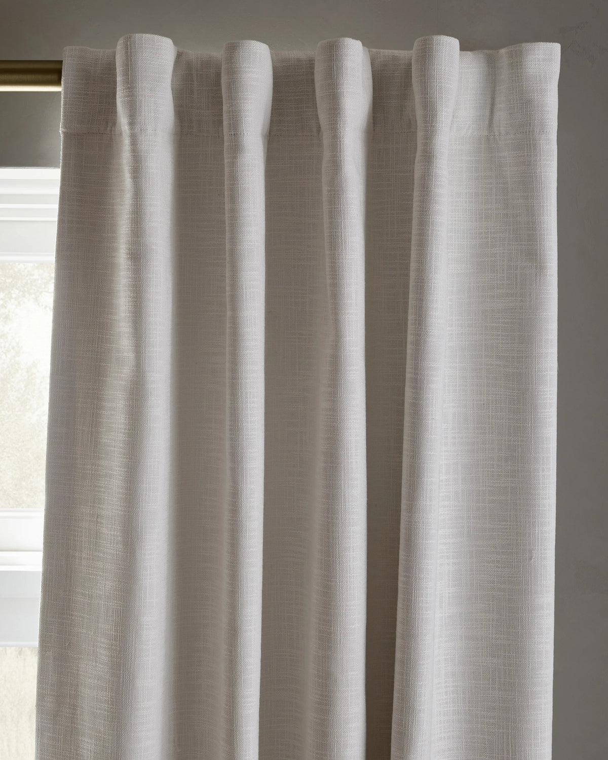 Textured Cotton True Blackout Curtain - 48x84 / White
