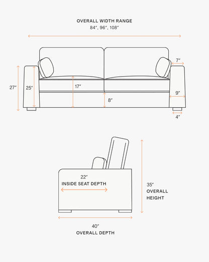 Oasis Sofa in Performance Linen - 7ft / Pearl