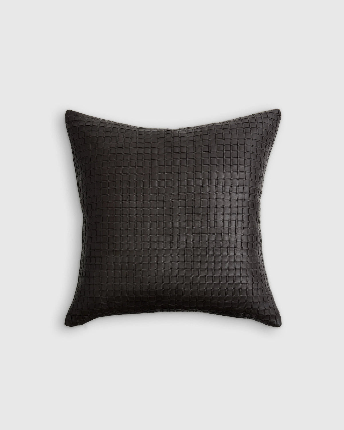 Leather Basketweave Pillow Cover - 20x20 / Black