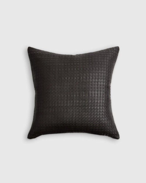 Leather Basketweave Pillow Cover - 20x20 / Black