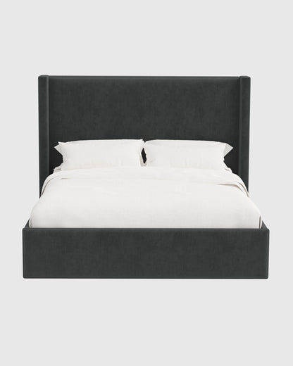 Wingback Bed in Performance Velvet - Full / Walnut