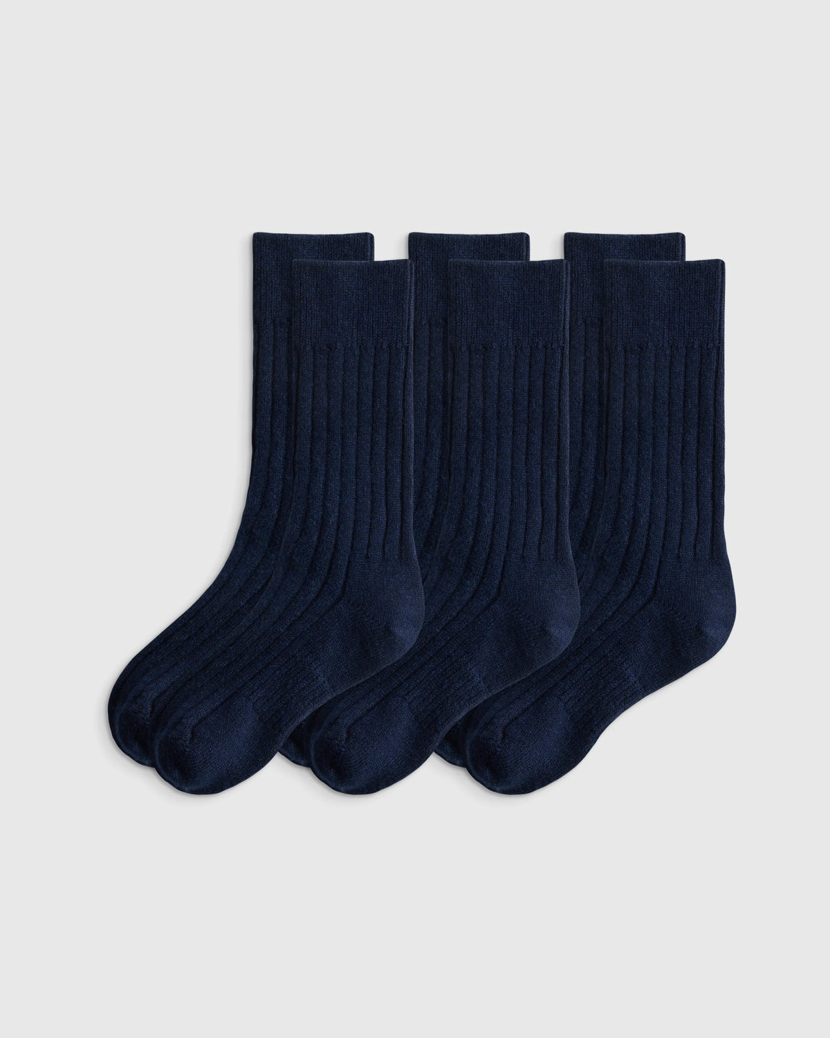 Merino Cashmere Blend Ribbed Crew Sock (3-Pack) - S / Solid Neutral Multi Pack