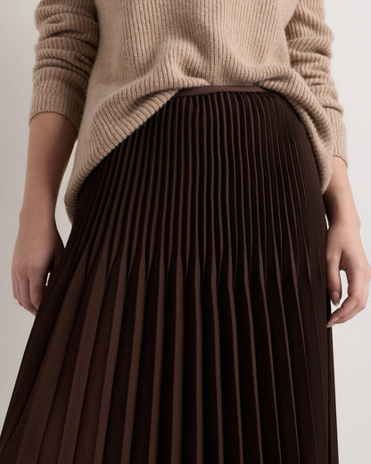 Pleated Matte Midi Skirt - XS / Coffee Bean Brown