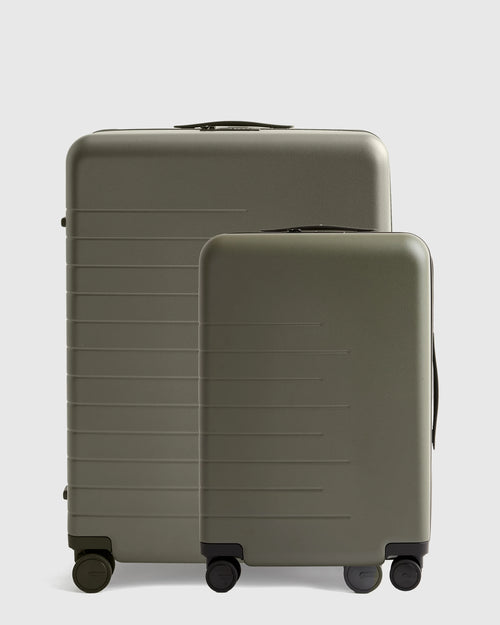 Small Carry-On & Large Check-In Suitcase Set - One Size / Olive