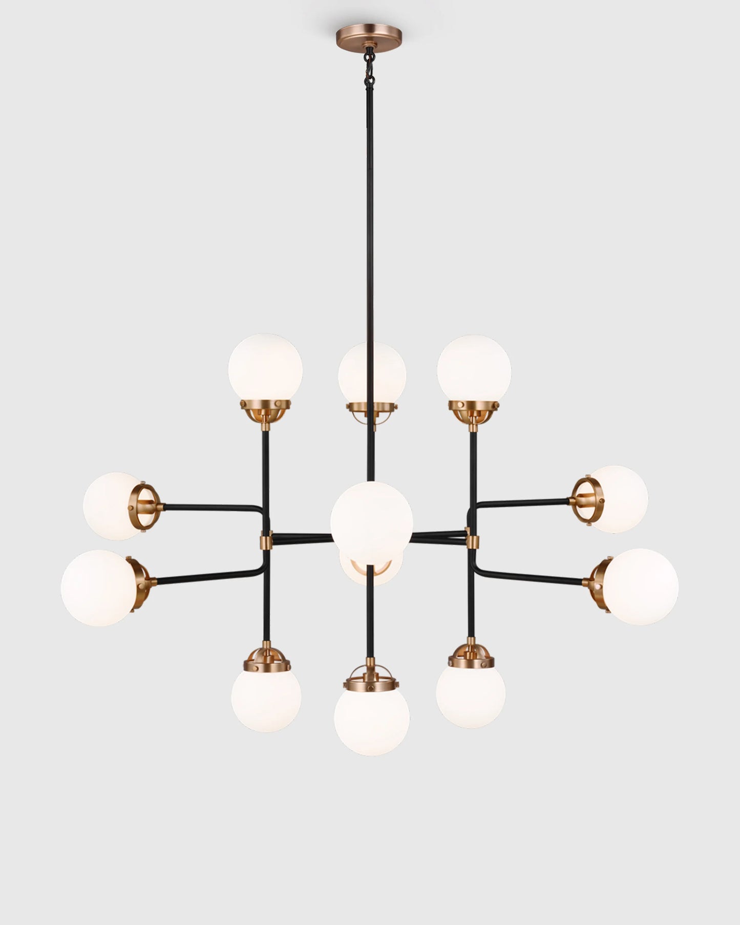 Multi Globe Steel Chandelier - 12 Light / Black
