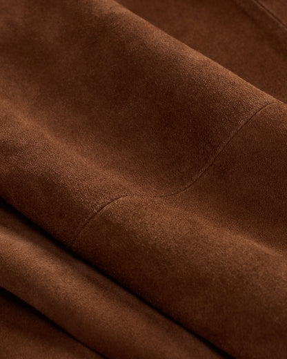 100% Suede Overshirt - S / Cognac Brown