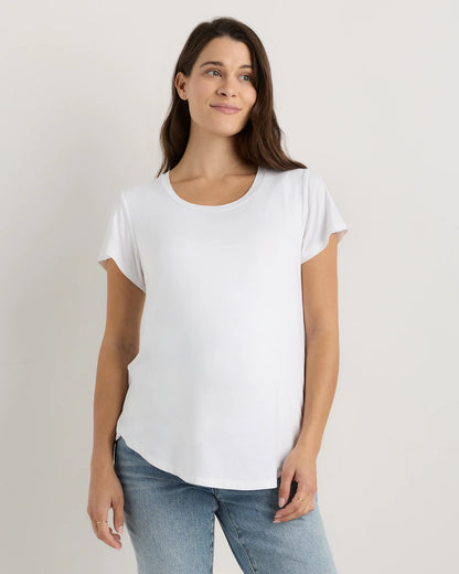 Bamboo Jersey Nursing Scoop Neck Tee - XS / Nocturnal Green
