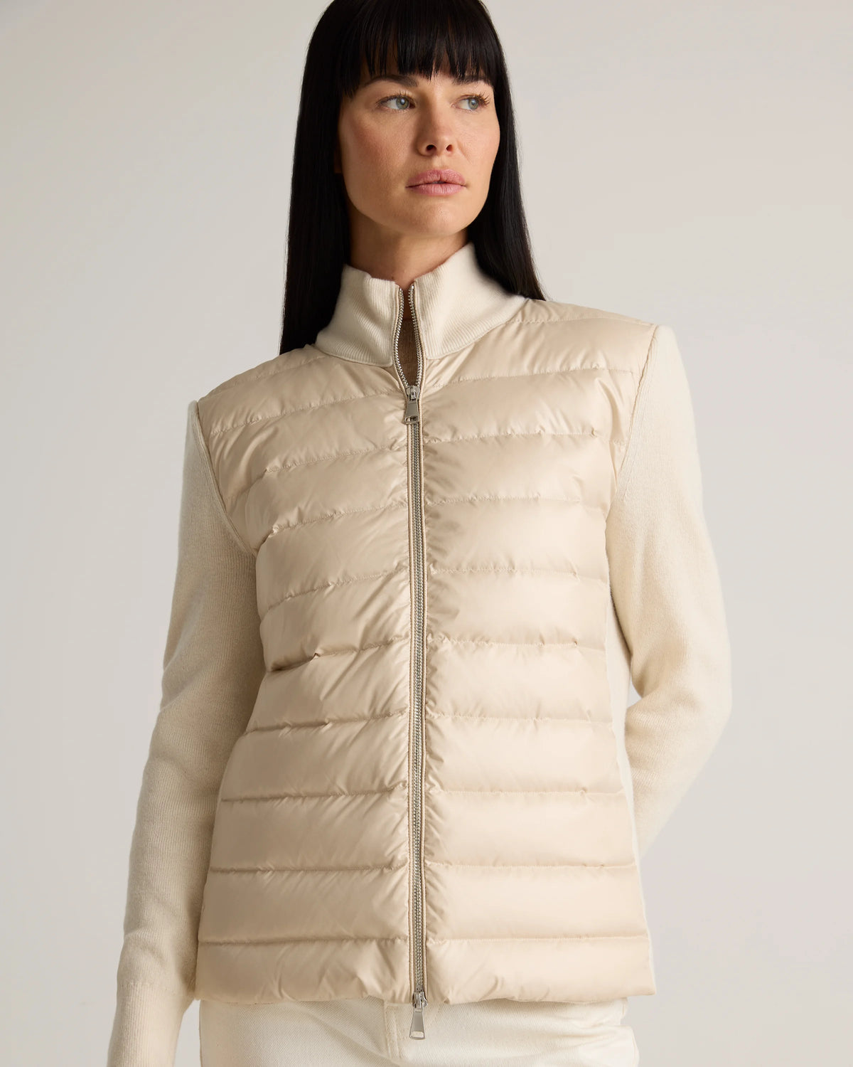 Mixed Media Down and Cashmere Jacket - XS / Oatmilk