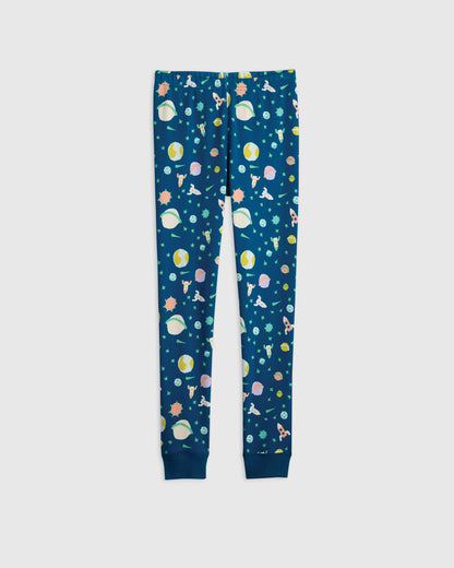100% Organic Cotton Long Sleeve and Pant Pajama Set - 6 / Navy Stripe