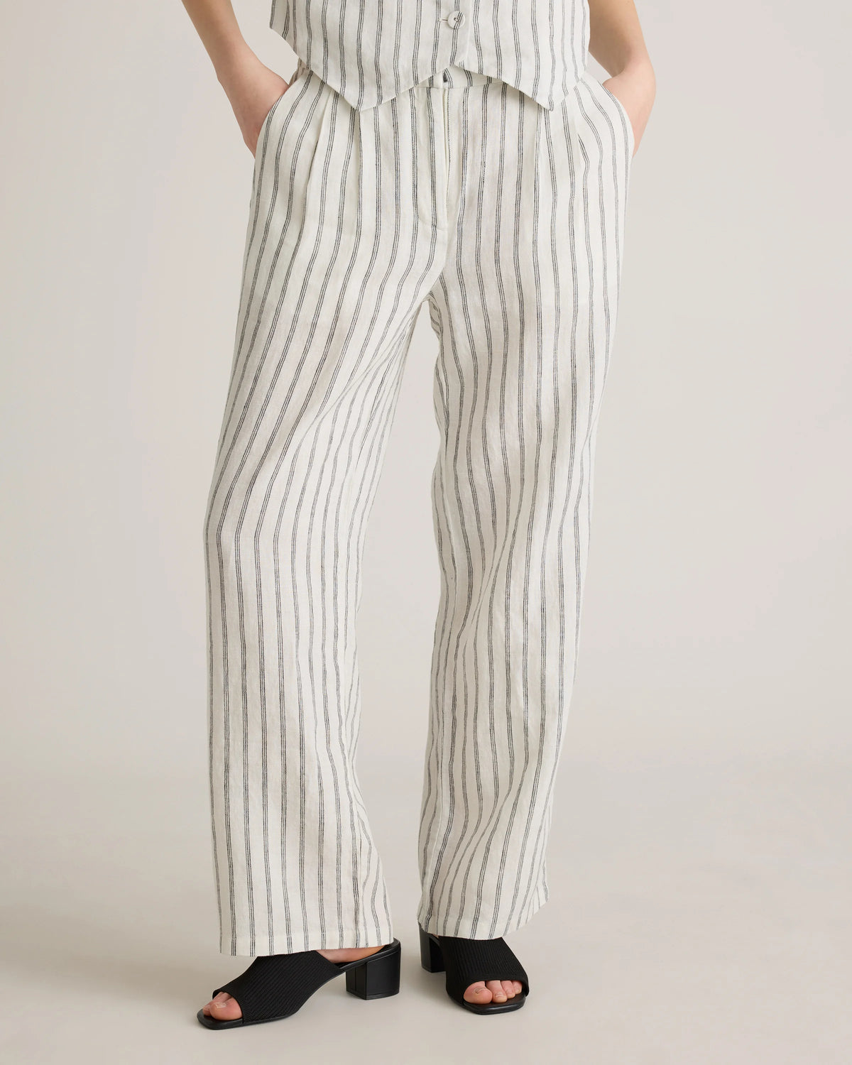 100% European Linen Pleated Trouser - 0 / Bayberry Olive
