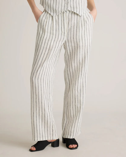 100% European Linen Pleated Trouser - 0 / Bayberry Olive