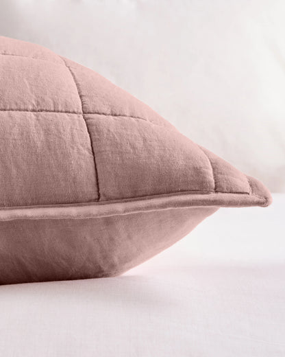 European Linen Box Quilted Euro Sham - Euro / Navy