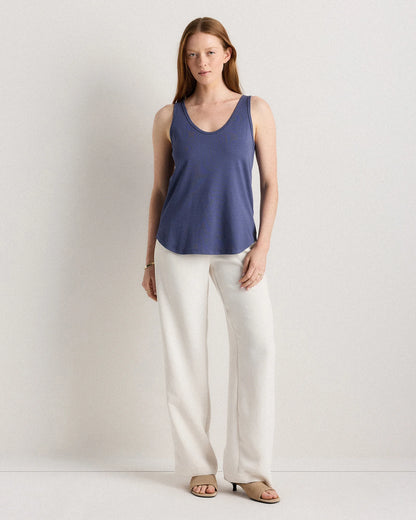 Cotton Modal Double Scoop Neck Tank - XS / Navy