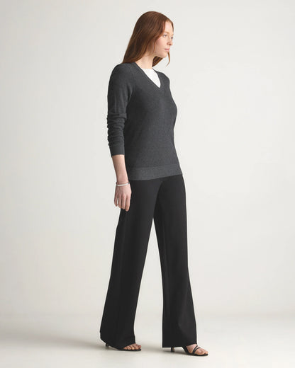 Lightweight Cotton Cashmere V-Neck Sweater - XS / Sugar Stone