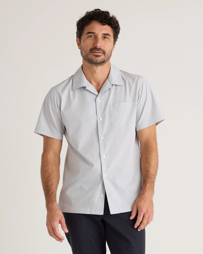 Organic Cotton Stretch Poplin Camp Shirt - S / White