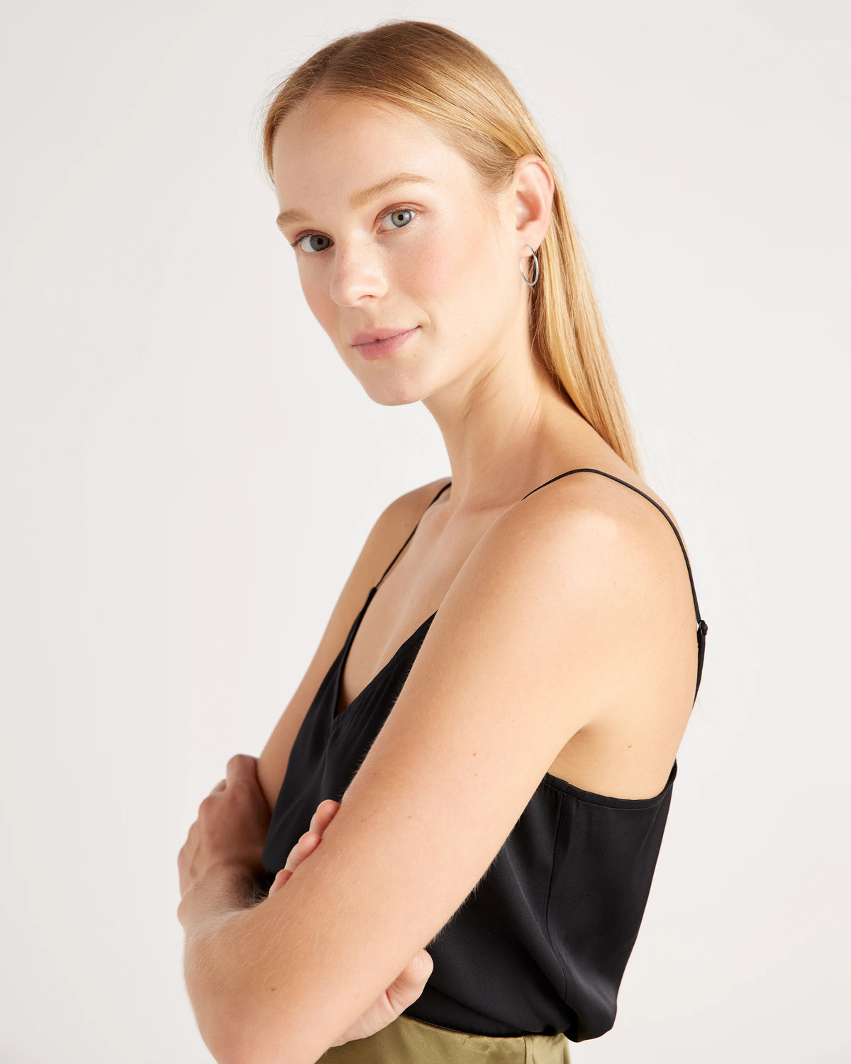Washable Stretch Silk V-Neck Cami - XS / Ivory