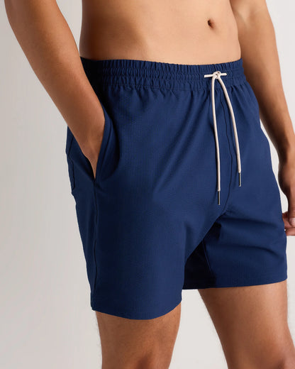 Seersucker Swim Trunks - 5.5" - S / Navy Seersucker