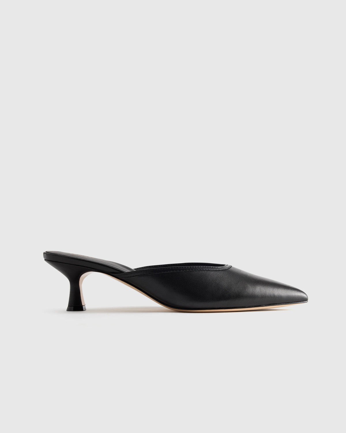 Italian Leather 55mm Kitten Heel Mule - 5 / Black