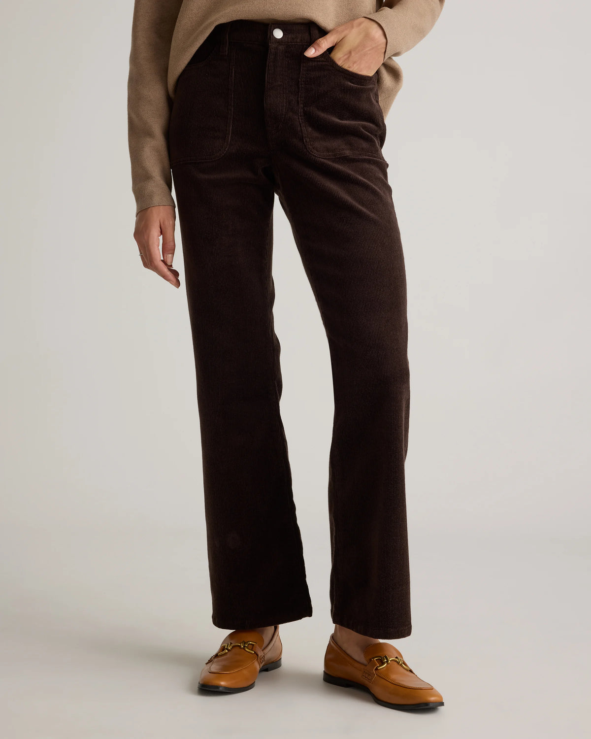 Organic Stretch Corduroy Flare Pants - 0 / Black
